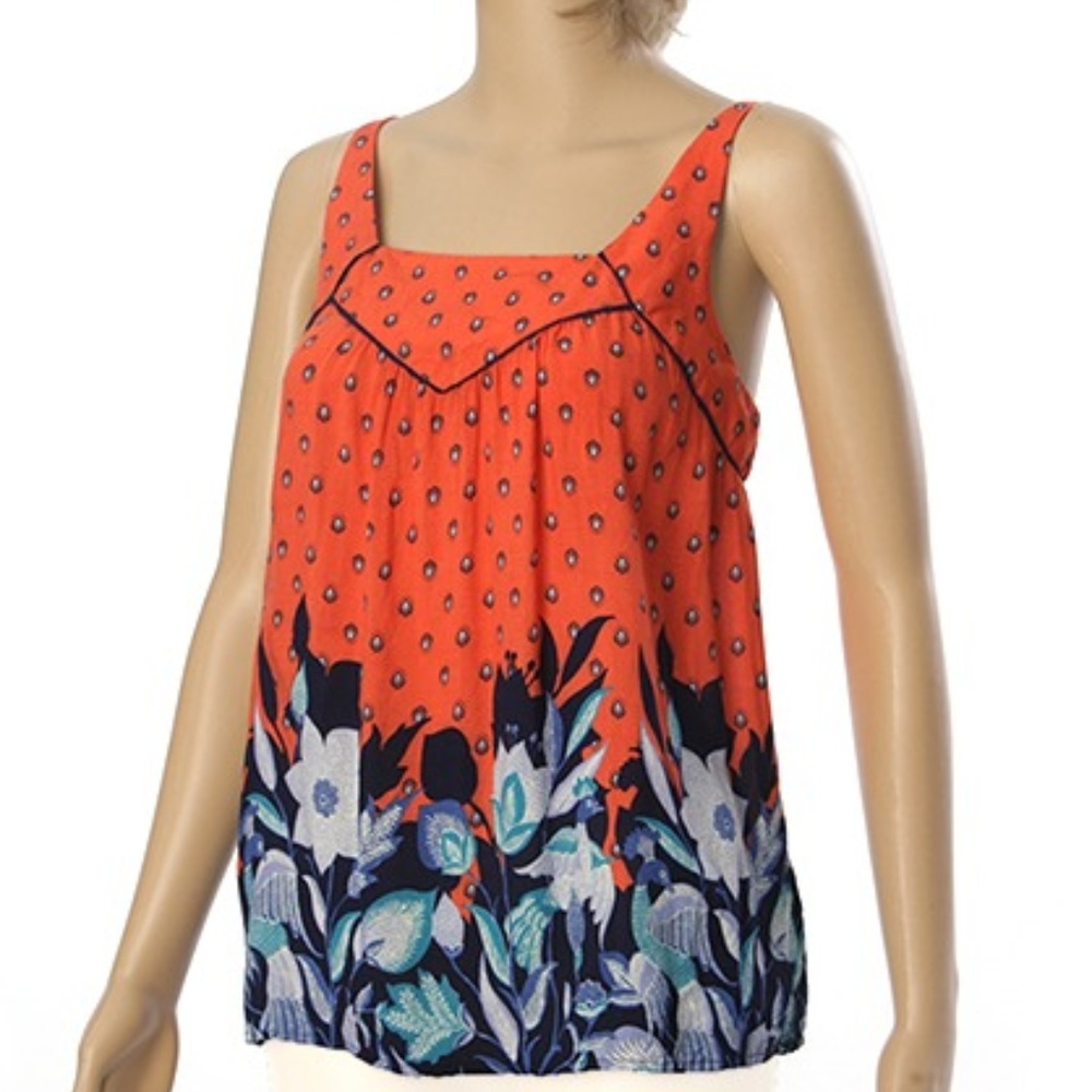 Maeve Anthropologie Orange Top Cutout Back Size S
